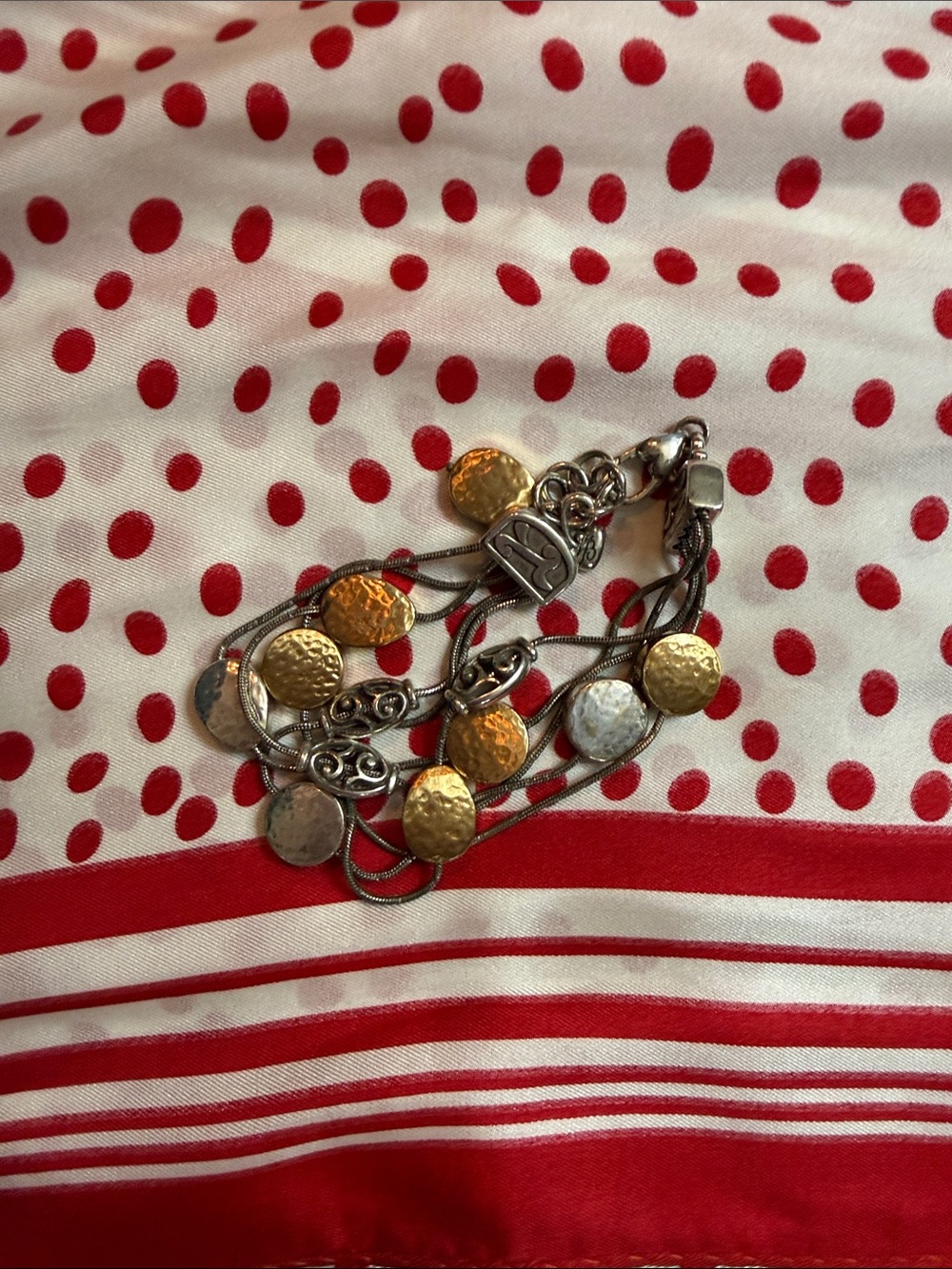 Brighton Two-Tone Coin Multi-Strand Bracelet - Gold and Silver